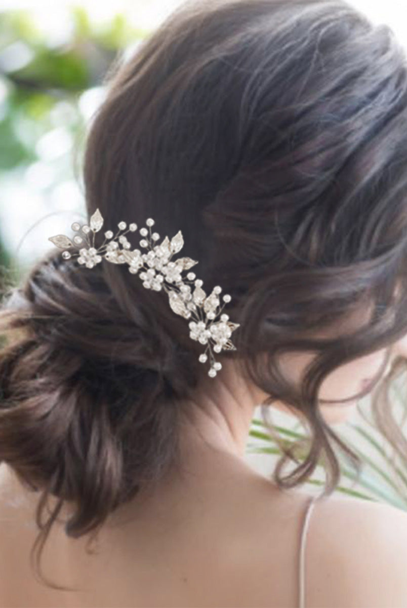 3-Piece Bridal Pearl and Leaf Hair Accessories