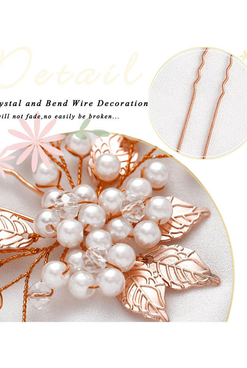 Delicate Leaf-Shaped Pearl Bridal Pins