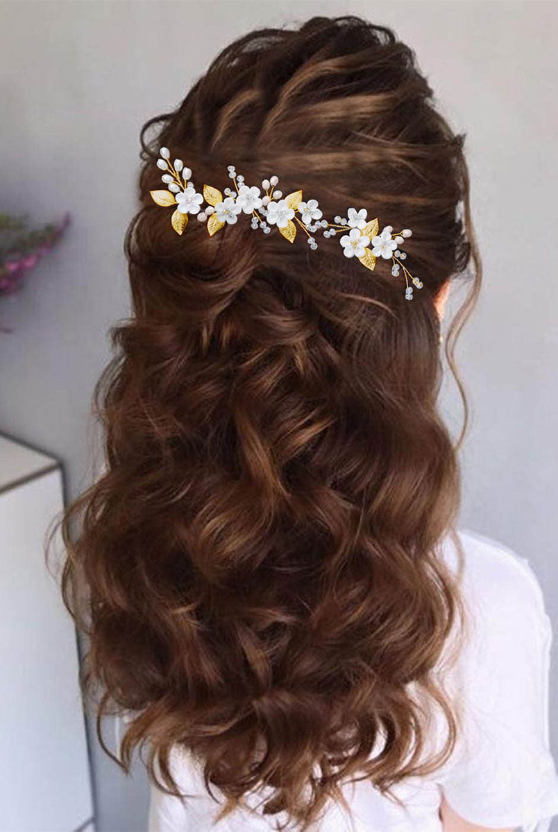 Rhinestone Floral Hair Clips Trio