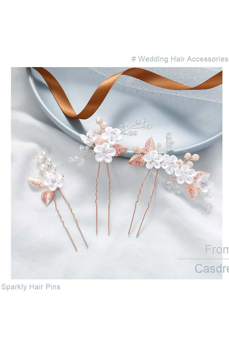 Crystal Flower Hair Pins Pack