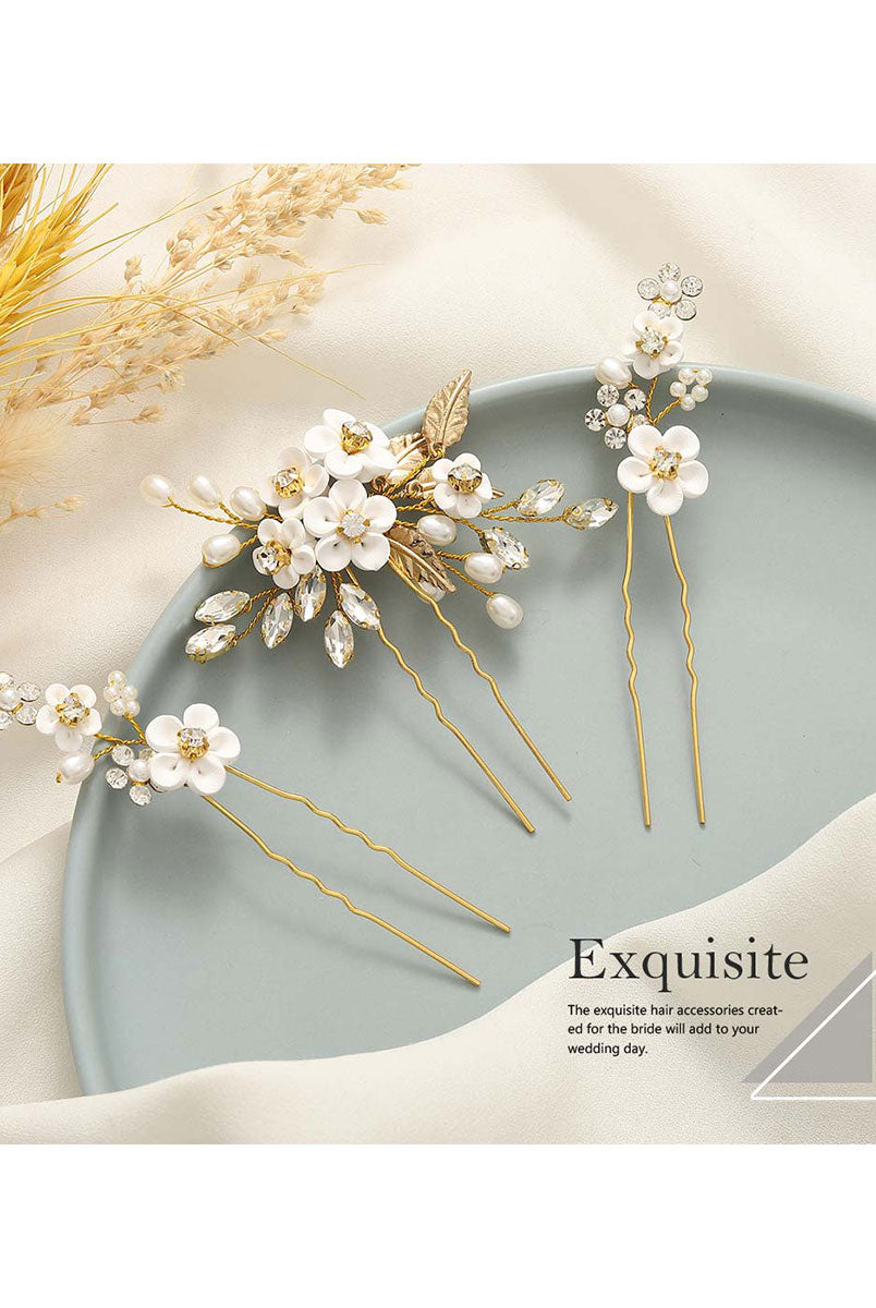 Elegant Rhinestone and Pearl Hair Accessories Trio