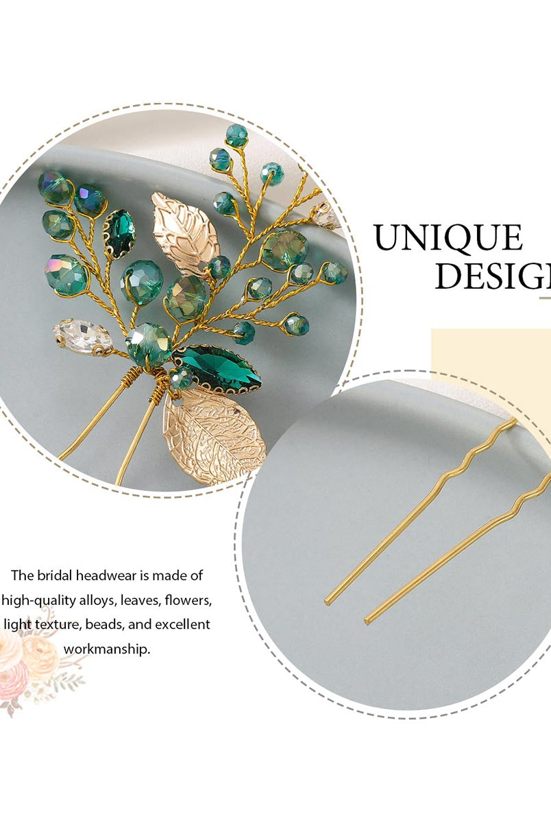 Wedding Green Rhinestone Hair Decoration Set