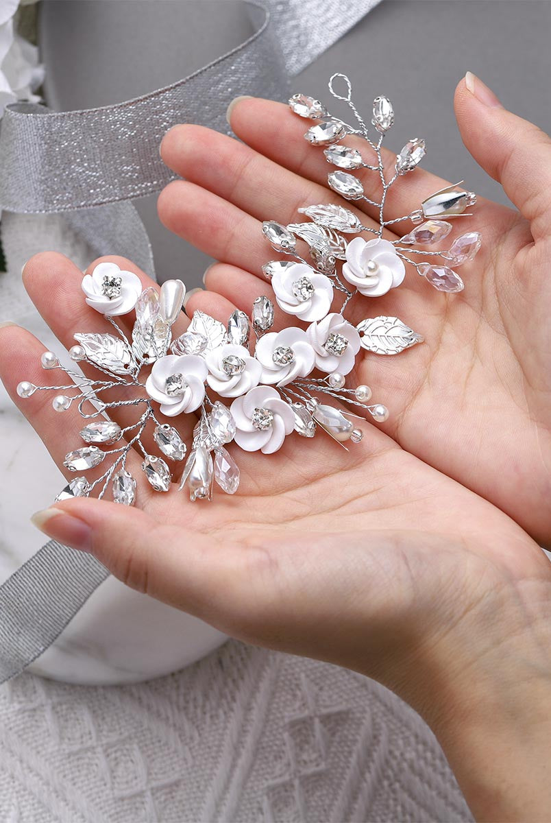 Silver Flower Wedding Hair Clip
