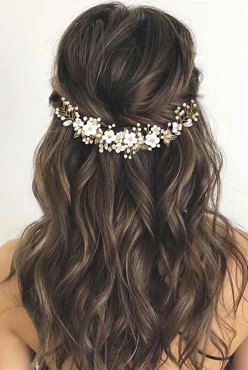 White Floral Vine Wedding Hairpiece