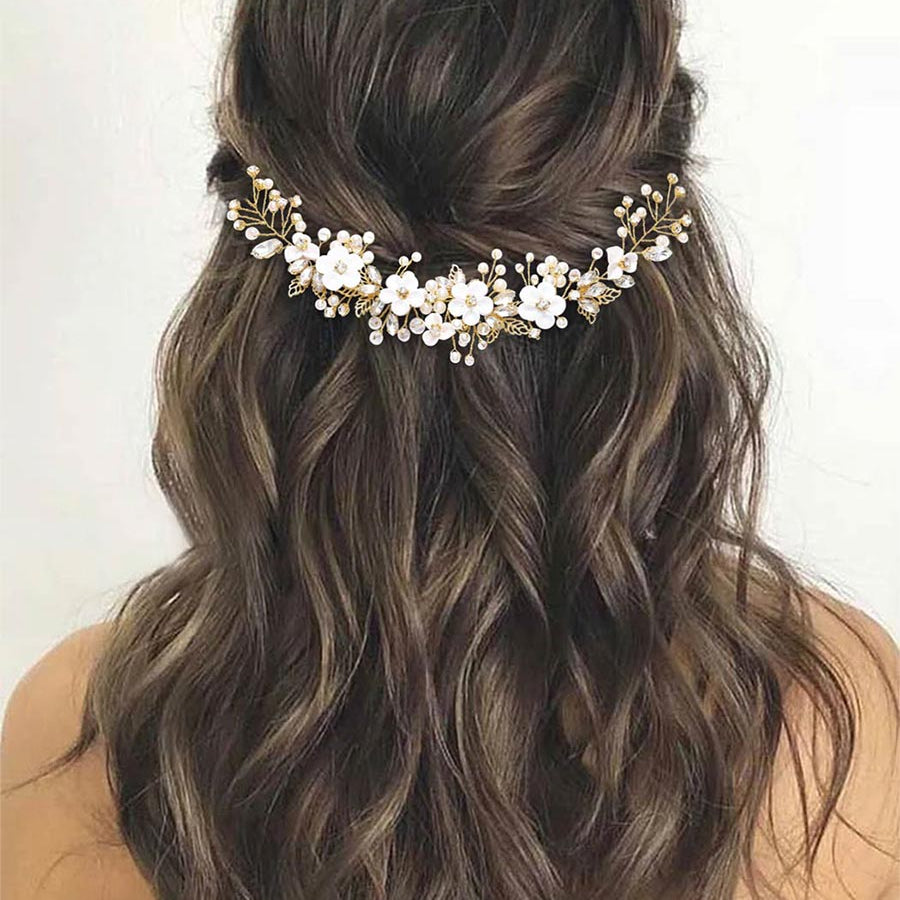 White Floral Vine Wedding Hairpiece
