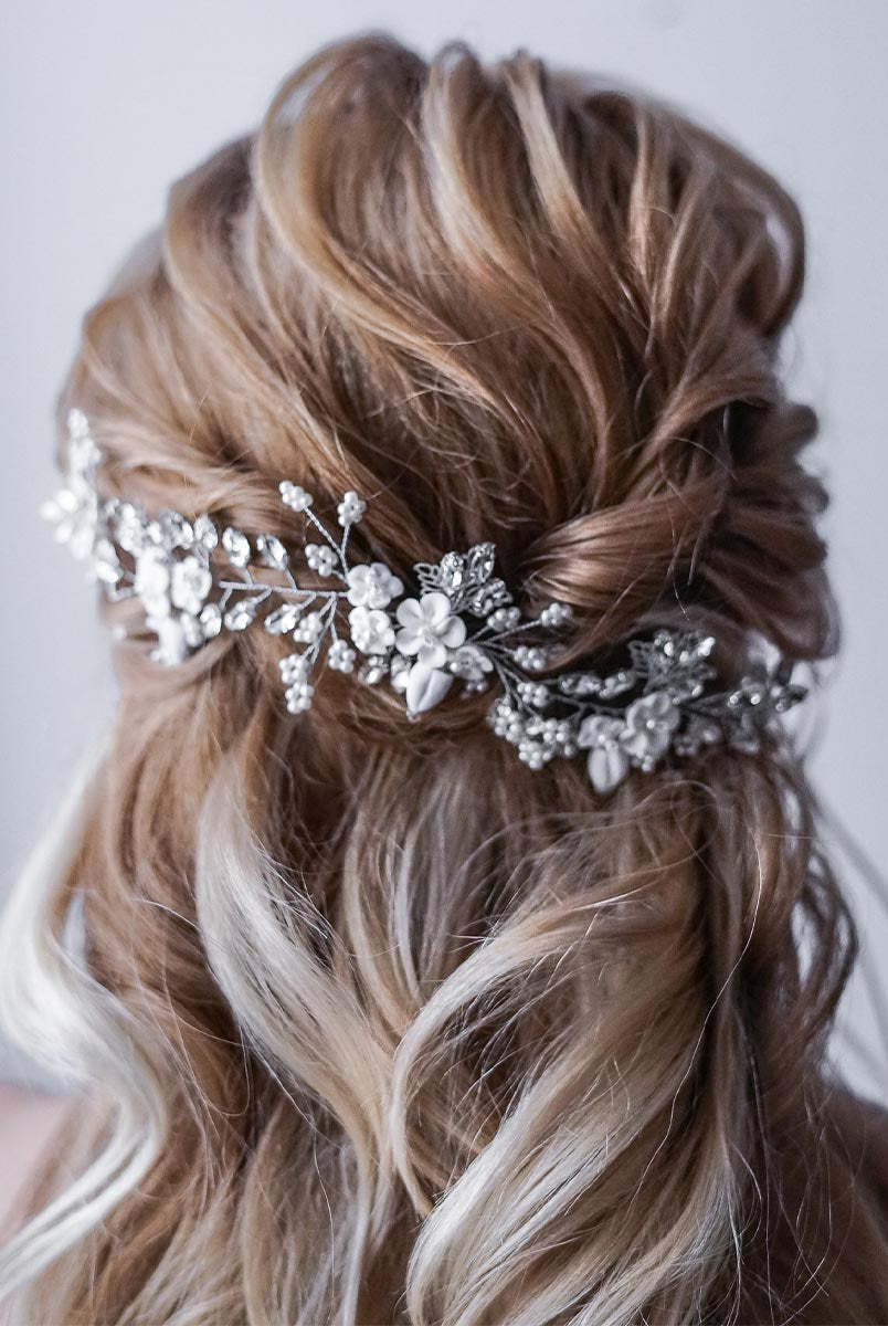 Crystal and Pearl Wedding Hair Vine
