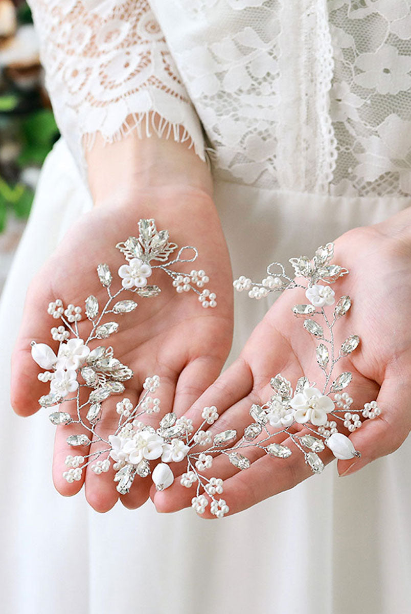 Silver Leaf and Pearl Bridal Headpiece