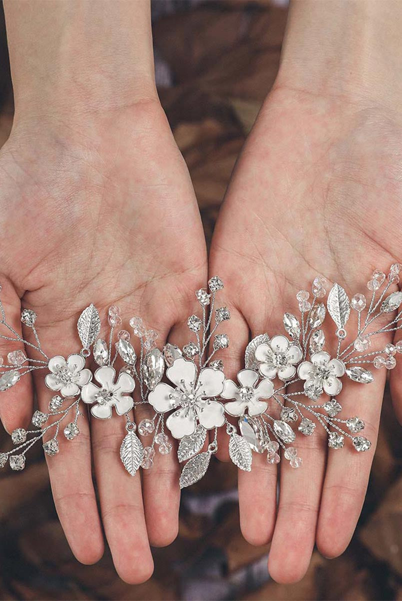 Silver Wedding Floral Headpiece