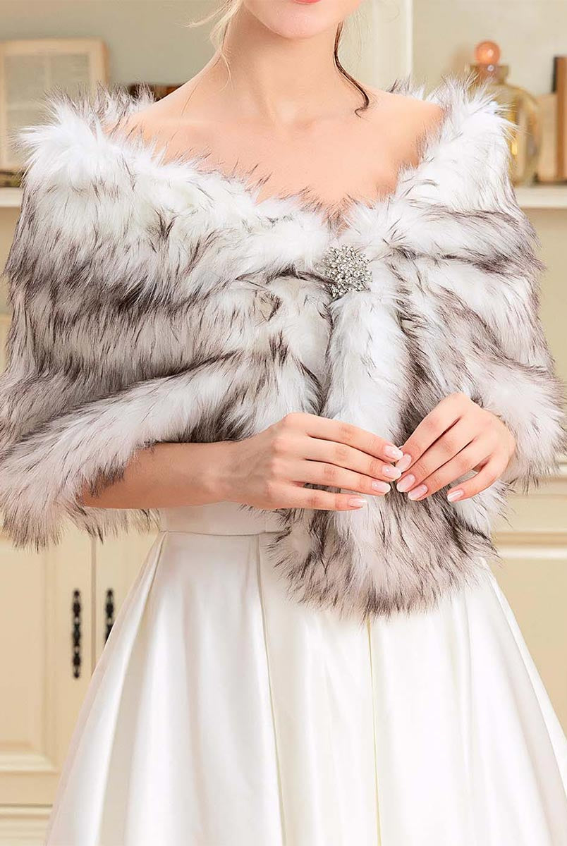 Elegant Fur Wrap with Decorative Clasp