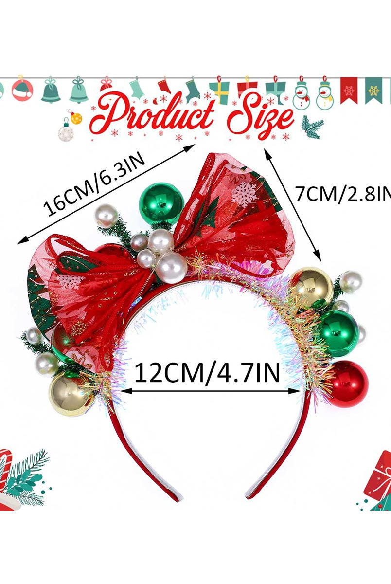 Charming Light-Up Headband with Red Ribbon Bow