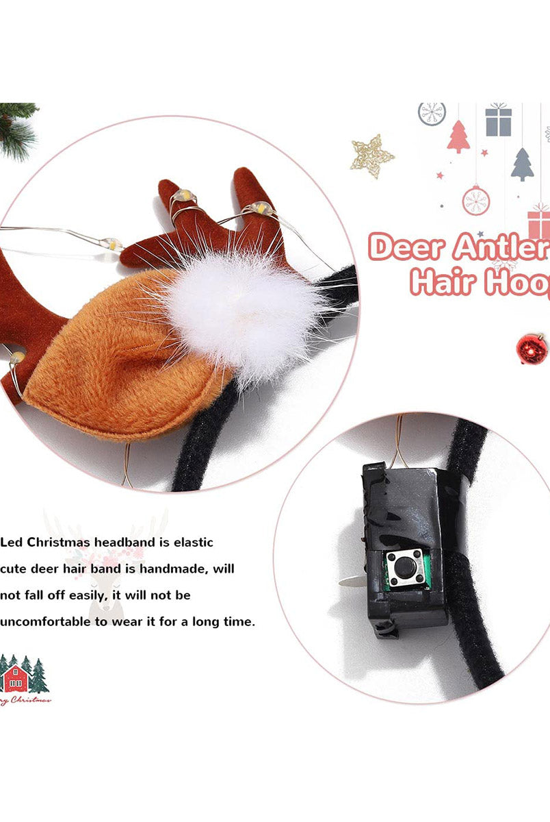 Festive Reindeer Horn Light-Up Hairband