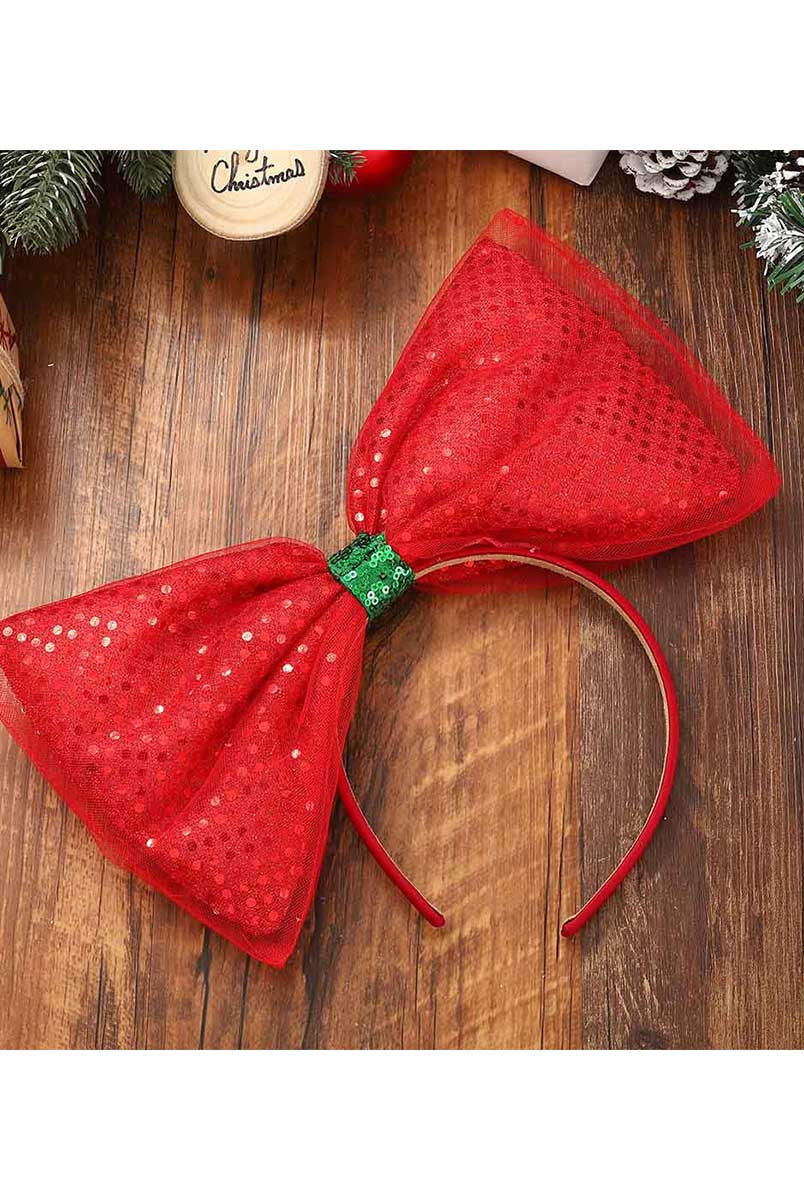 Elegant Red Sequin Ribbon Hair Accessory