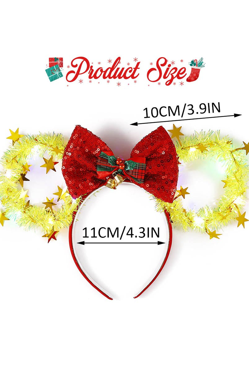 Festive Light-Up Bow and Mouse Ear Hairband
