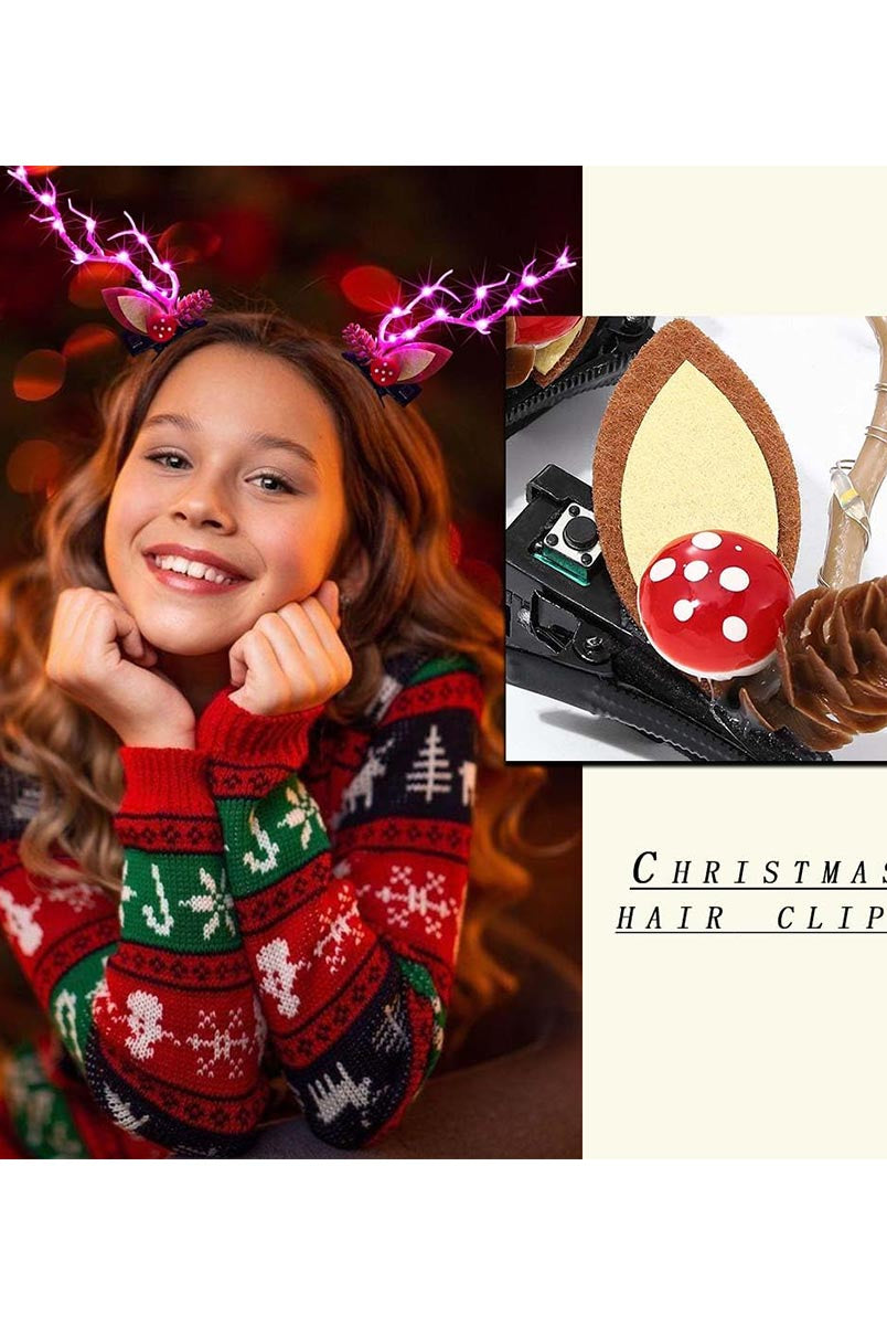 Illuminated Reindeer Antler Barrettes