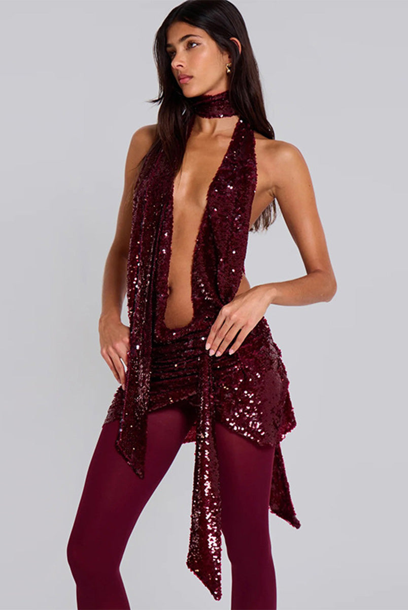 Deep V Sequin Hot Girl Dress