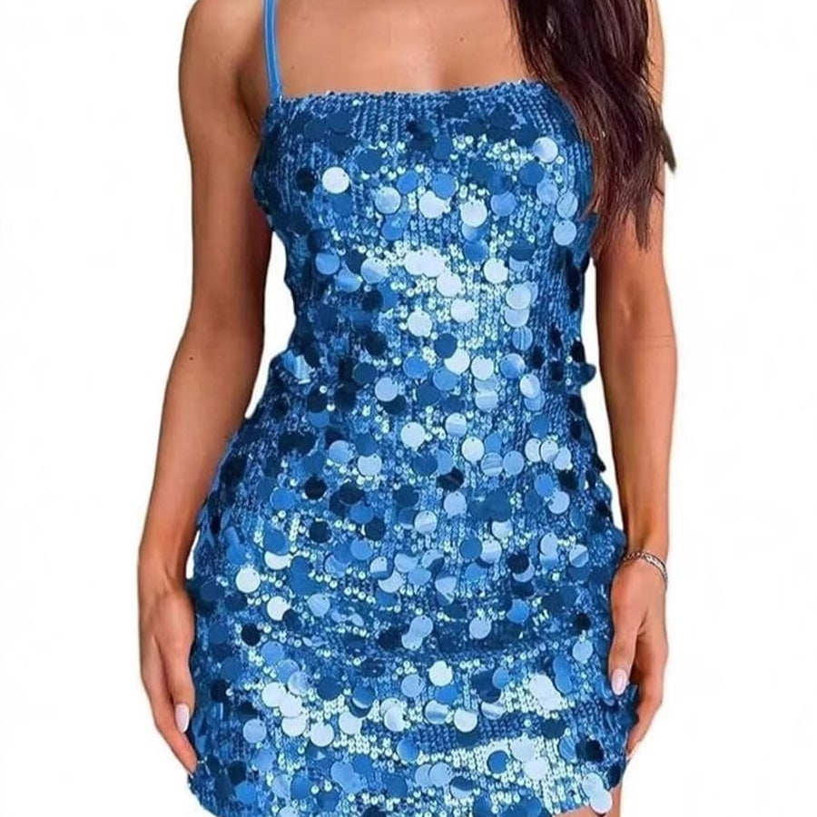 Sequin Strap Party Dress - Sexy Backless Bodycon Mini for Hot Girl Nights