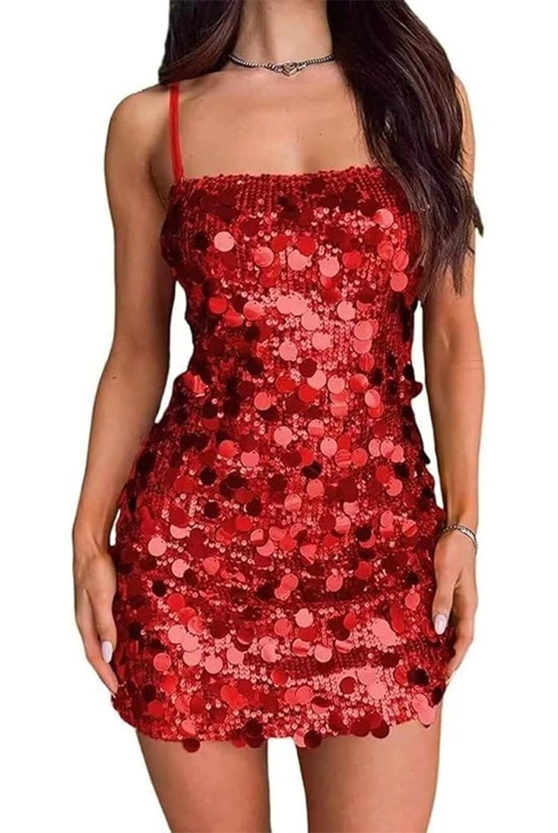 Sequin Strap Bodycon Dress - Backless Mini for Prom & Special Occasions
