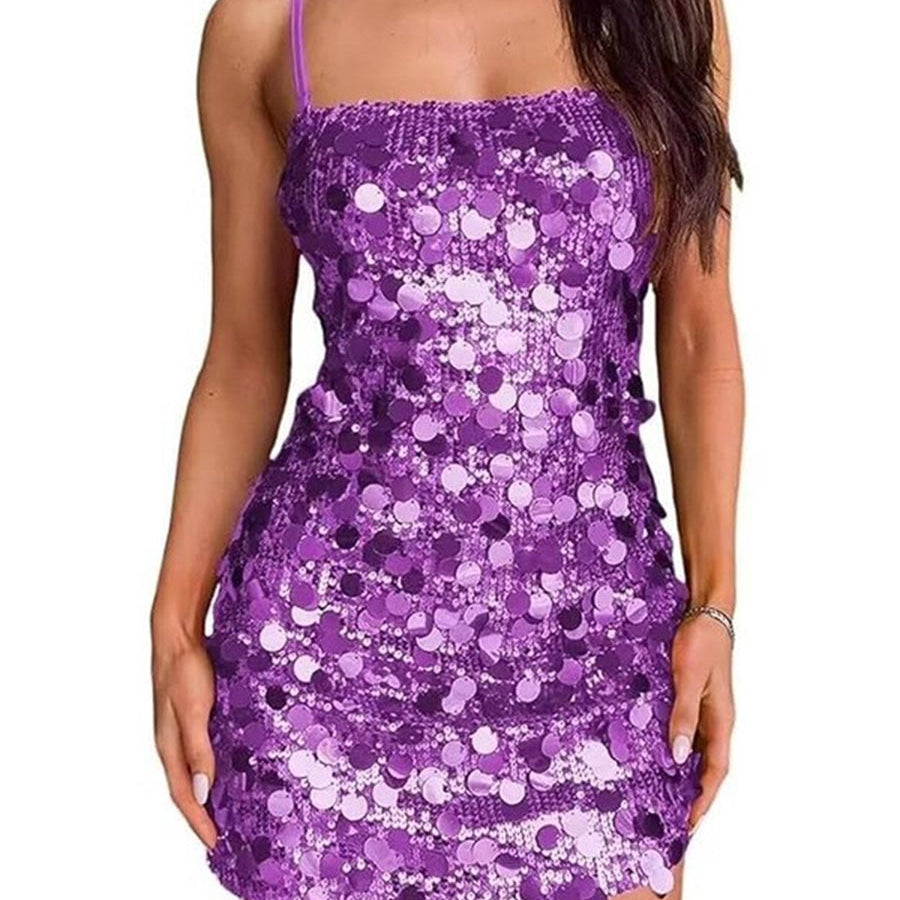 Sultry Hot Girl Sequin Dress - Backless Bodycon for Dance & Events