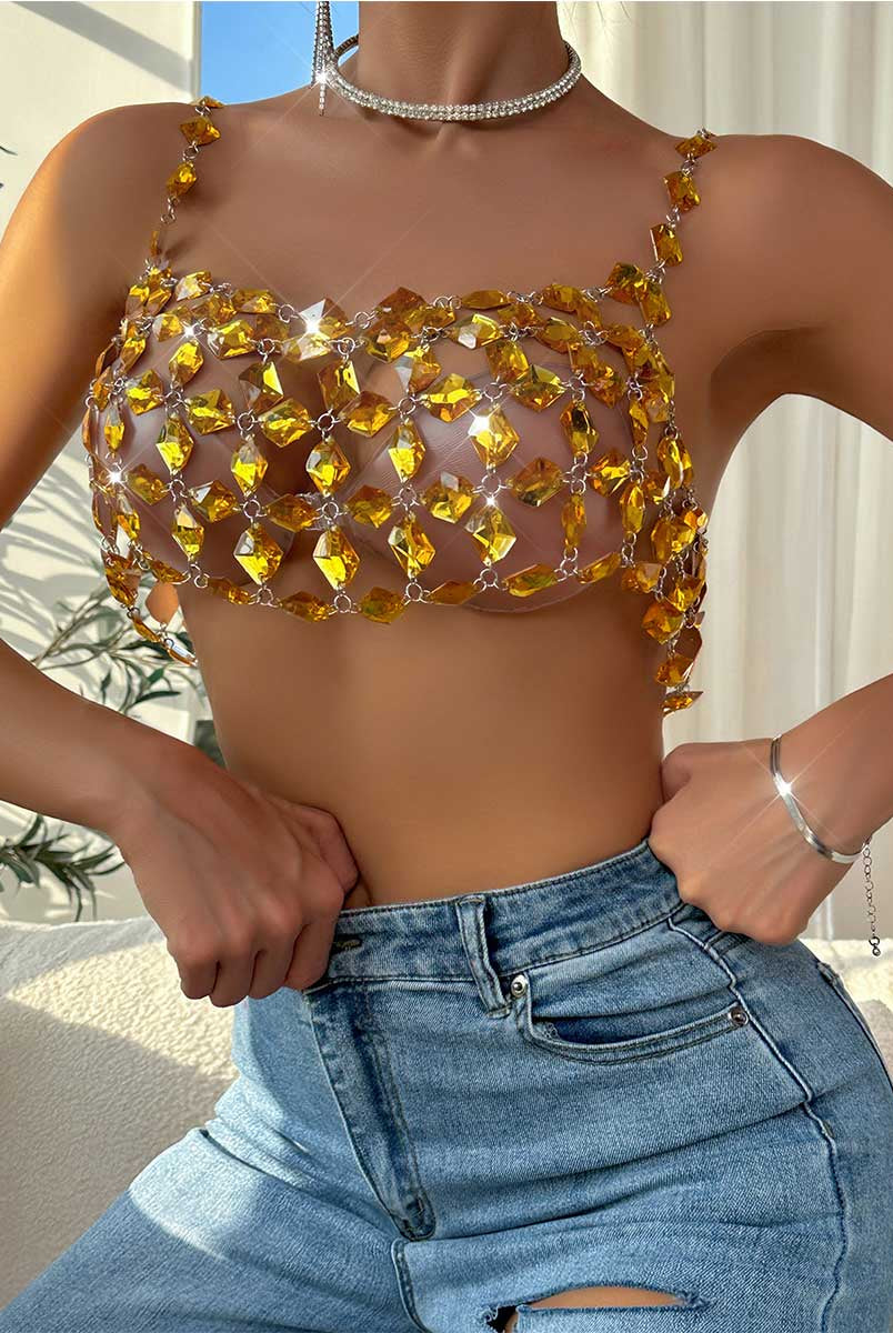 Rhinestone Cutout Tank - Linked Body Jewelry