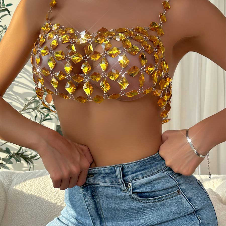 Rhinestone Cutout Tank - Linked Body Jewelry