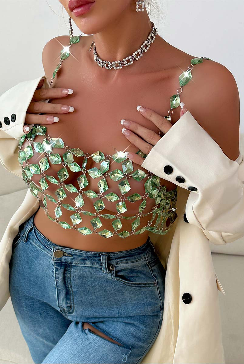 Gem Detail Cami Top - Integrated Body Chain