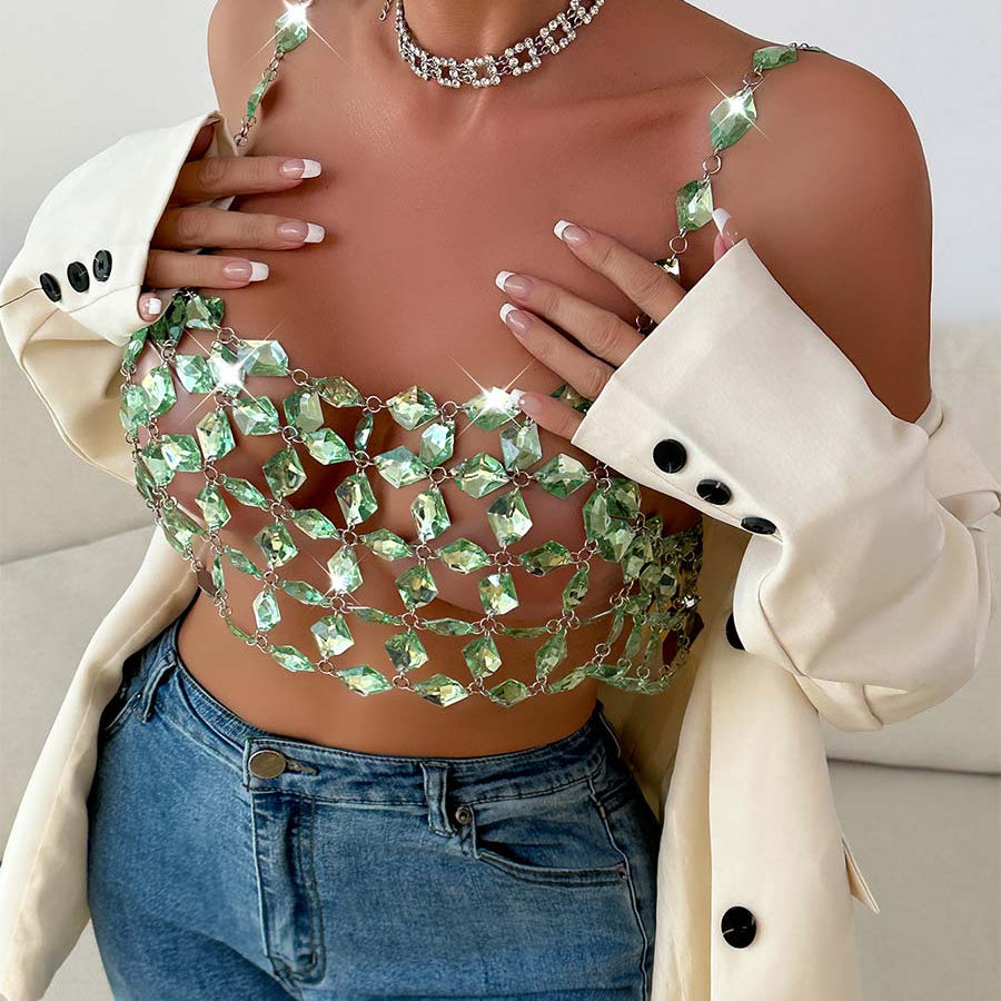 Gem Detail Cami Top - Integrated Body Chain