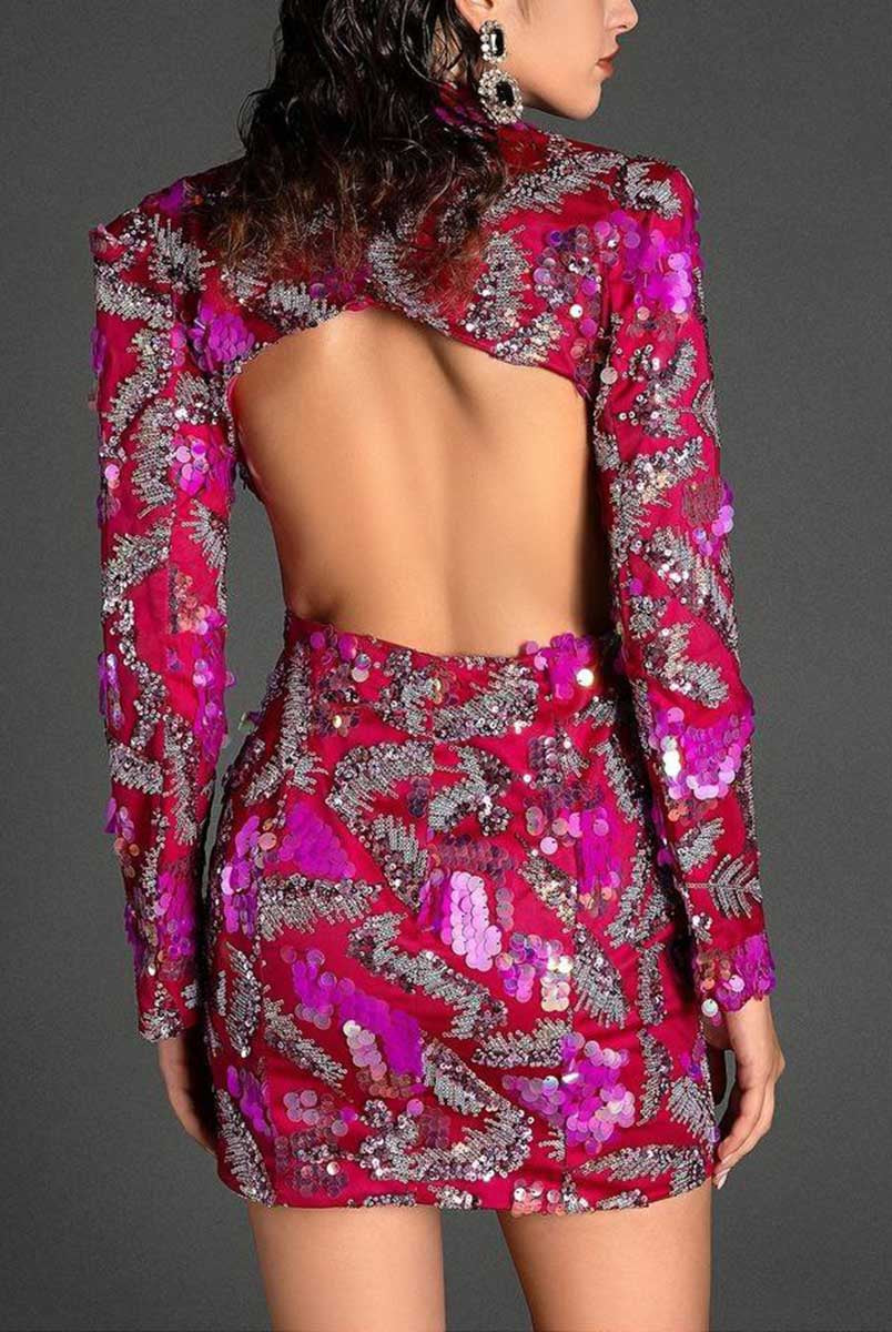 Sexy Sequin Sheath Dress with Deep V and Open Back - Perfect for Nights Out