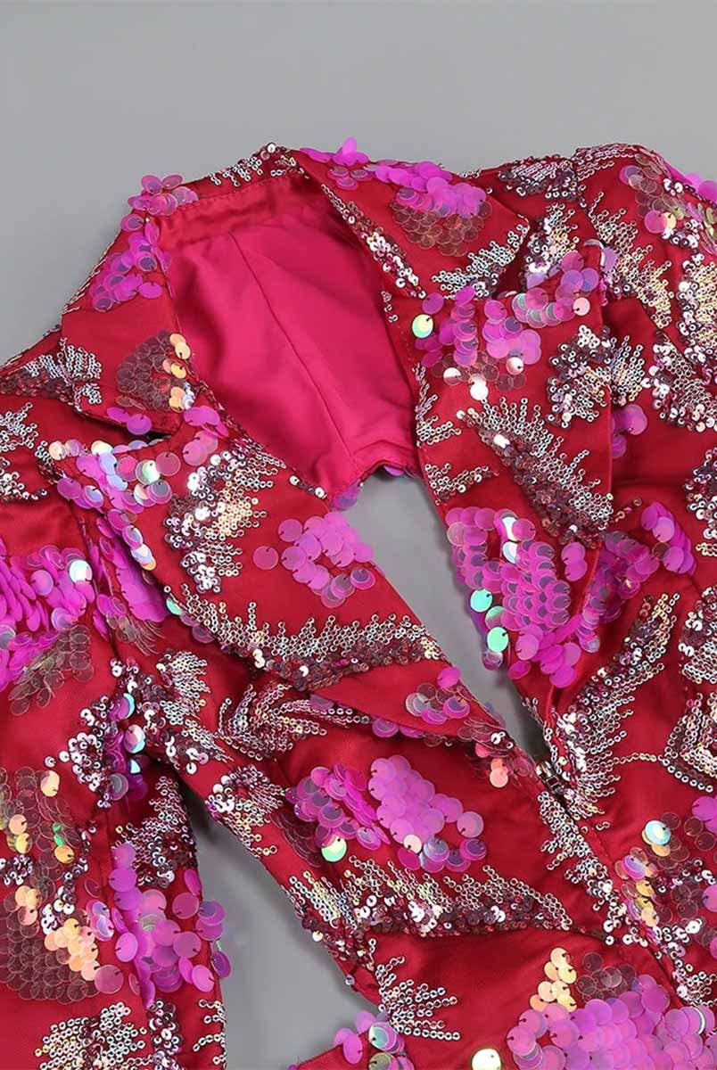 Dazzling Sequin Dress - Deep V, Backless, and Figure-Hugging