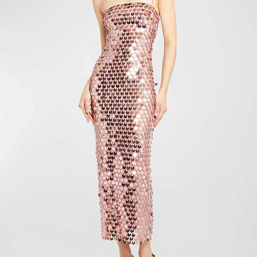 Dazzling Sequin Slip Dress - Long & Luxurious for a Red Carpet Look