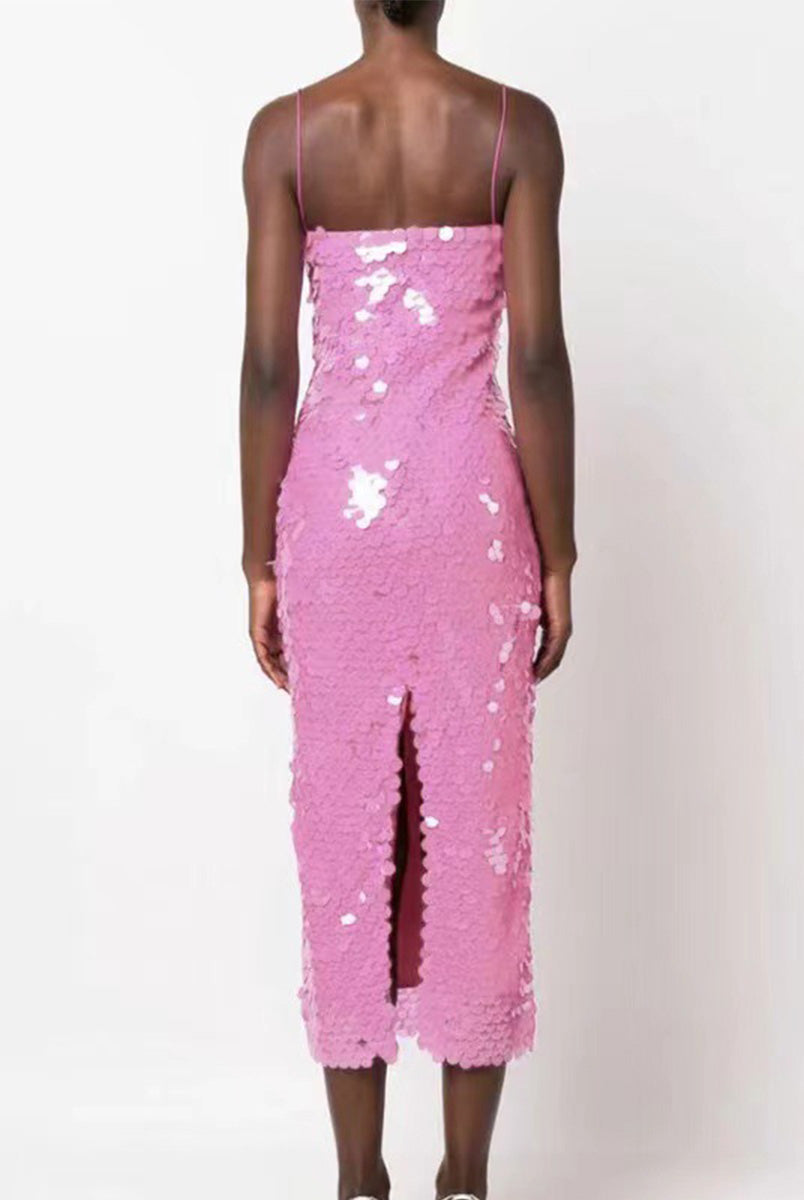 Full-Length Sequin Cami Dress - Shimmering and Sophisticated