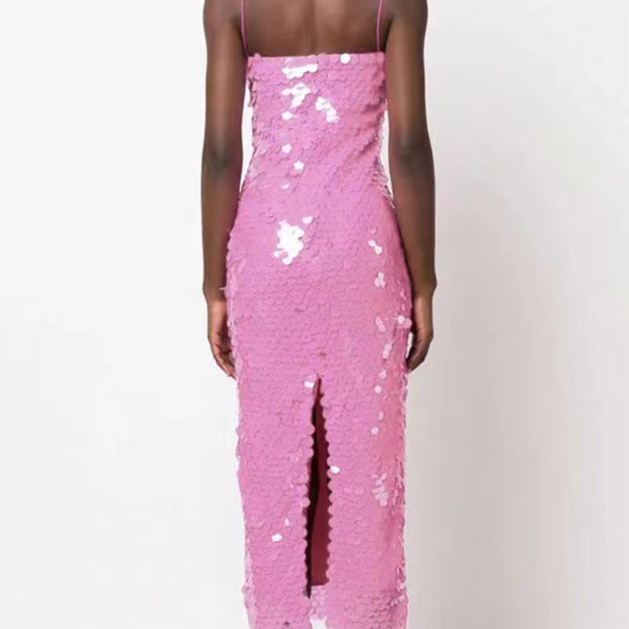 Full-Length Sequin Cami Dress - Shimmering and Sophisticated