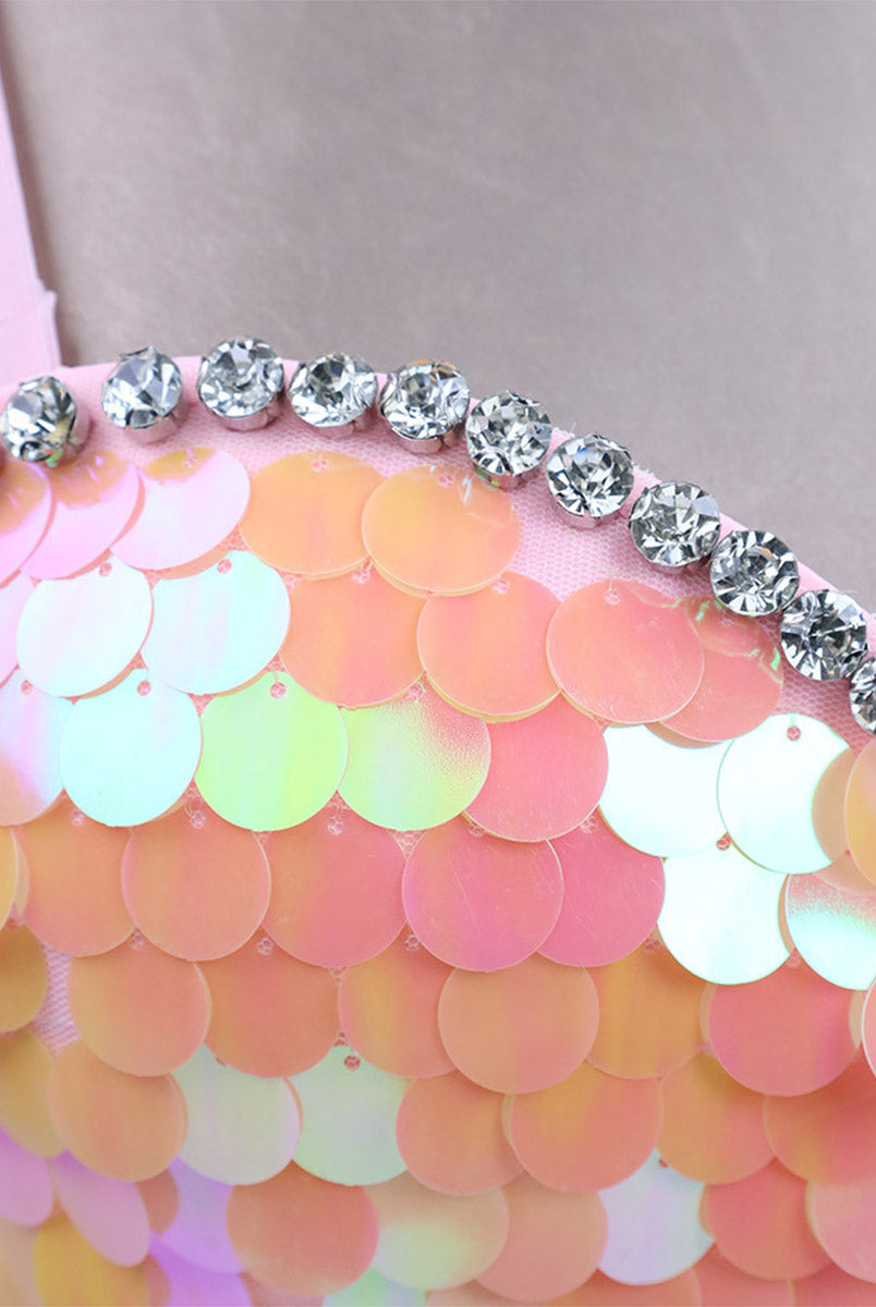 Sequin Rhinestone Corset Top with Adjustable Straps