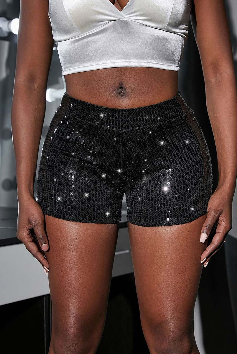 Low-Waisted Stretchy Sequin Casual Shorts