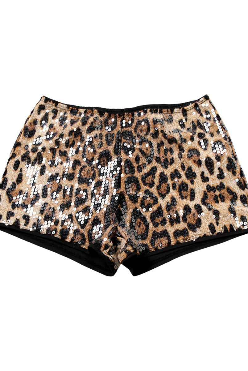 Sequin Leopard Print Shorts - Low-Waisted and Sexy