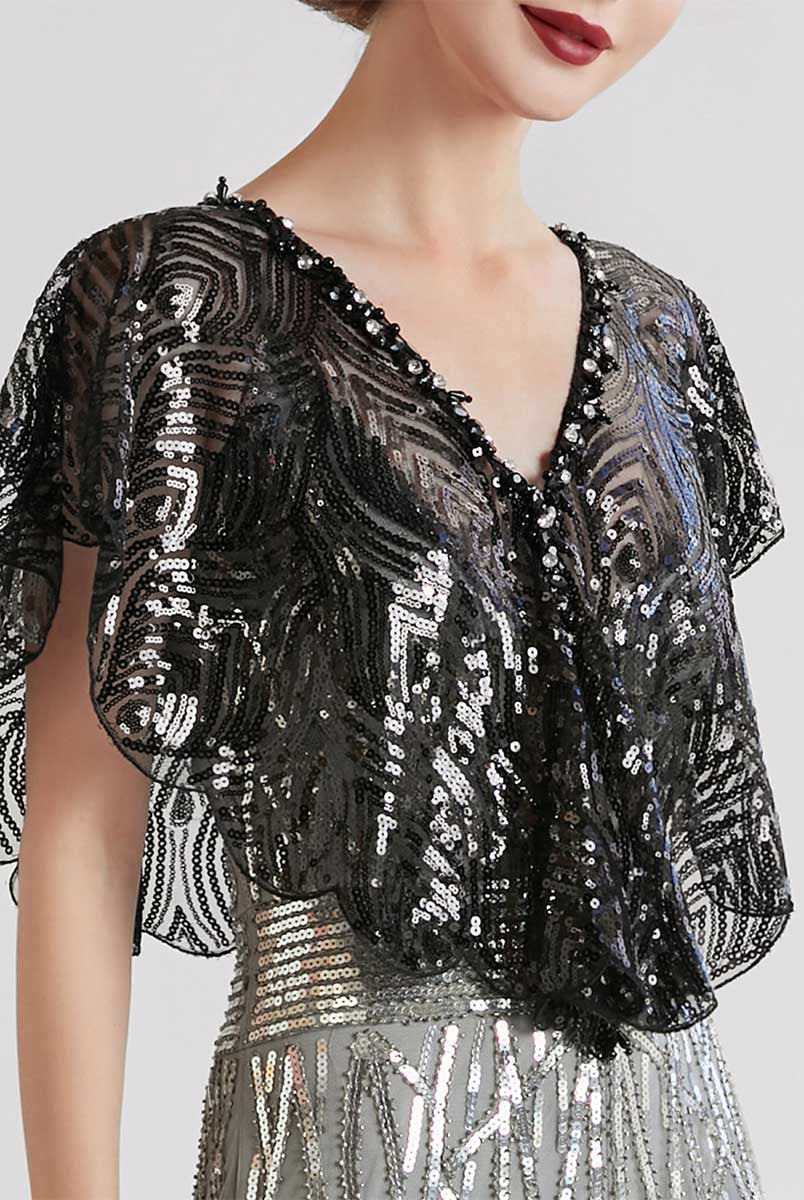 Lightweight Black Mesh Cover-Up with Sequins