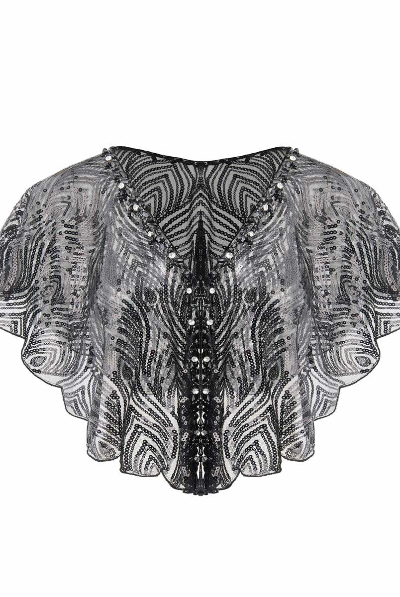 Sheer Black Sequin Mesh Overlay