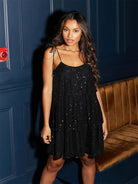 Trendy Tiered Sequin Dress for Parties - Spaghetti Straps