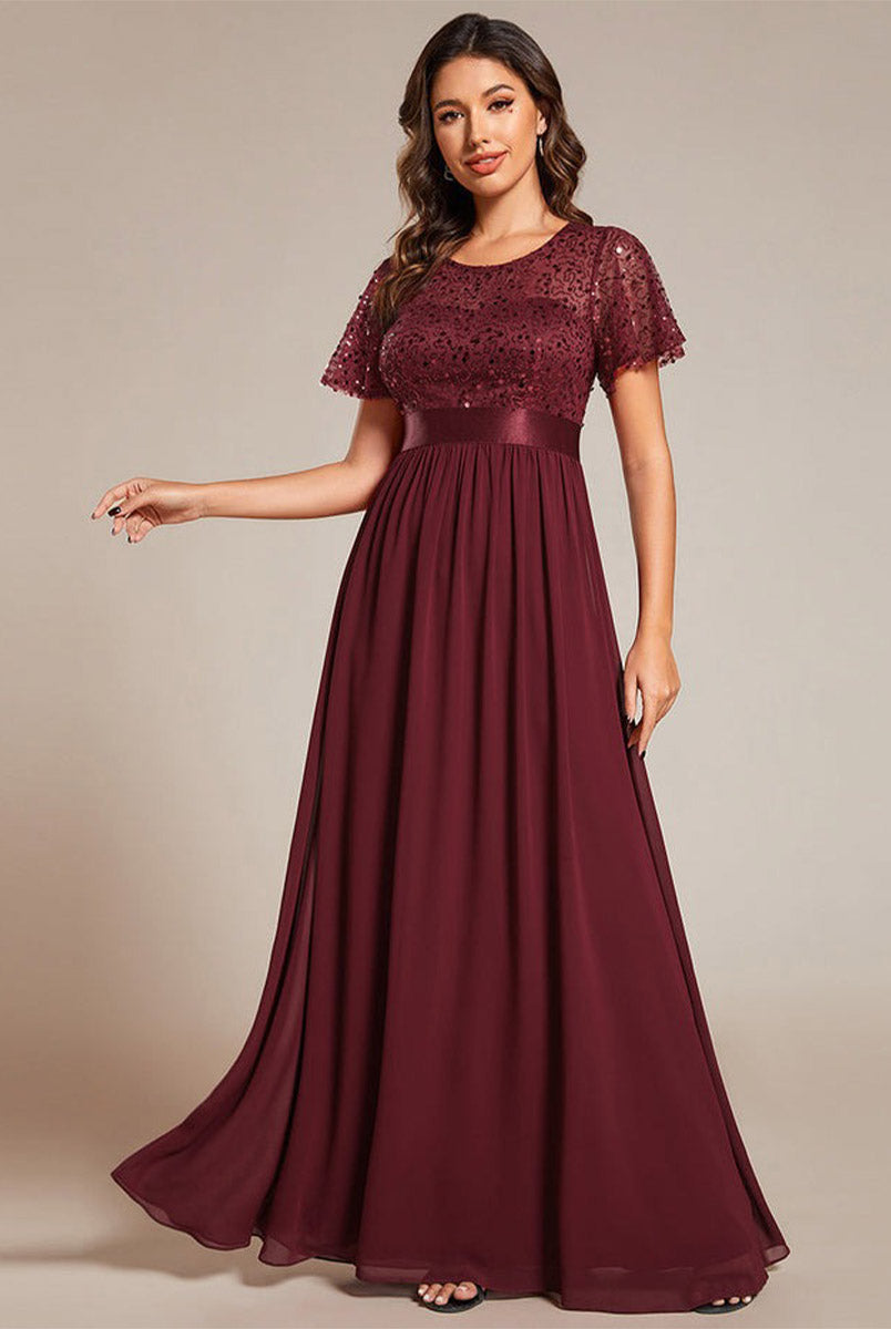 Elegant Sequin Patchwork Formal Gown