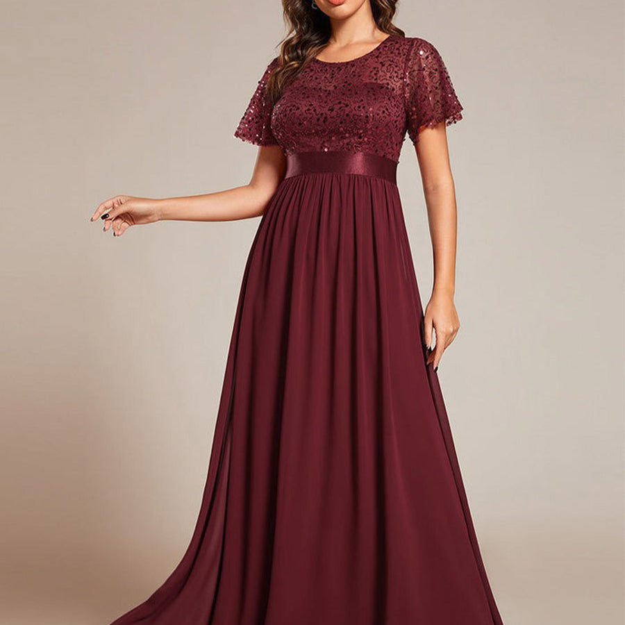 Elegant Sequin Patchwork Formal Gown