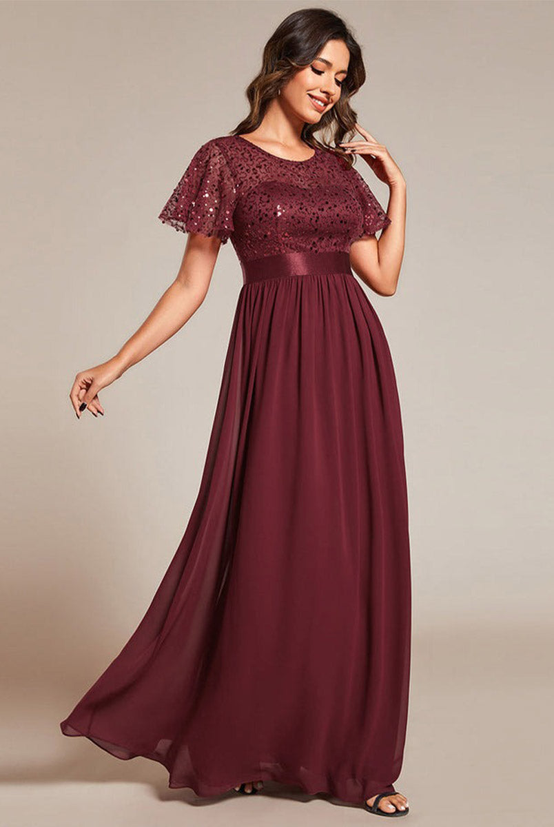 Sequin Patchwork Elegant Gown for Social Events
