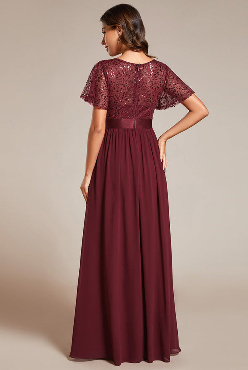 Formal Gown with Elegant Sequin Patchwork Design