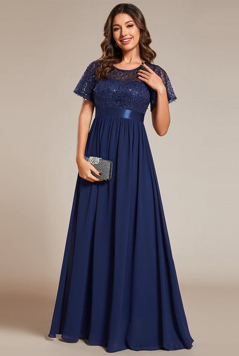 Elegant Patchwork Gown with Sequin Embellishments