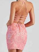 Glamorous Pink Party Gown - Sequin Embroidered Bodycon