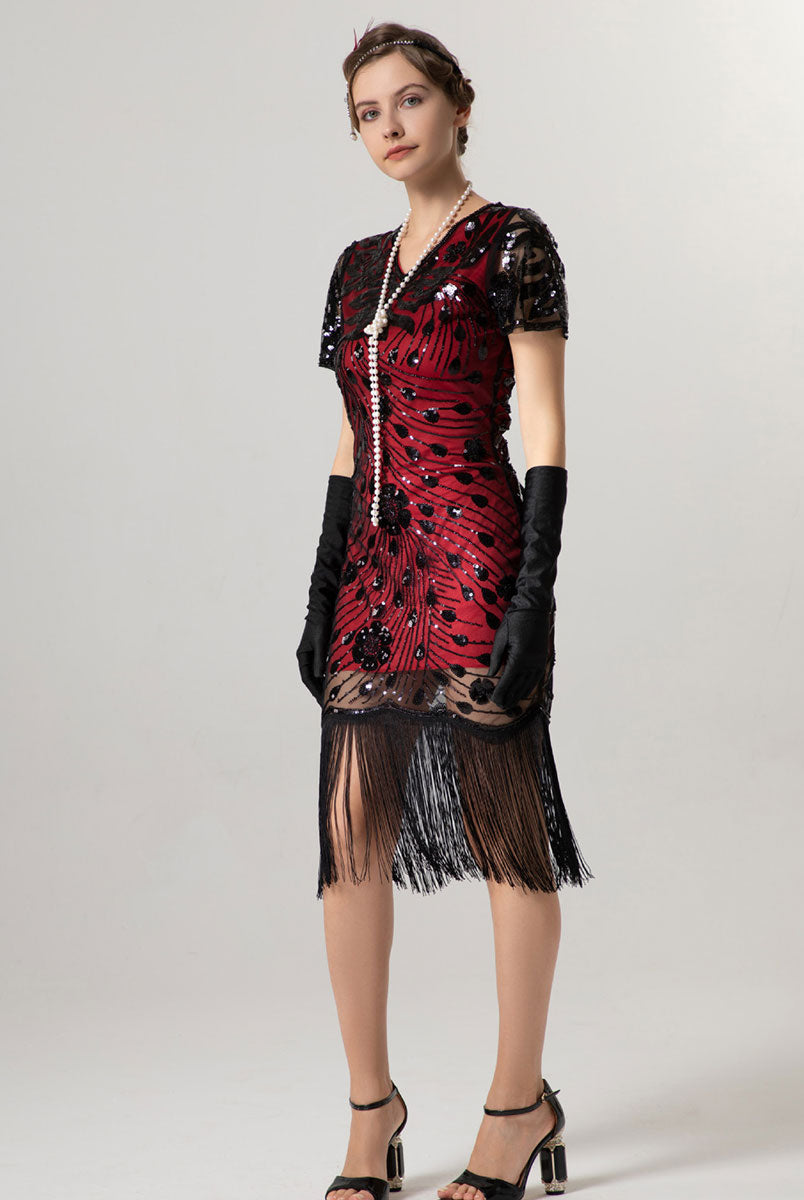 Vintage Party Gown - 1920s Short-Sleeve Slim Fit