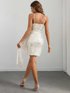 Party Dress - Silver Sequin Wrap with Spaghetti Straps