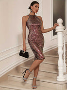 Bodycon Sleeveless Sequin Round Neck Dress