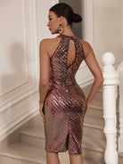 Chic Sequin Bodycon Dress - Sleeveless with Round Neckline