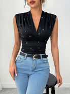 Sparkling V-Neck Sequin Tank Top - Women's Summer Style
