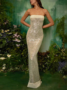 Gown - Slim-Fit, Sequin, Strapless, Open Back with Slit
