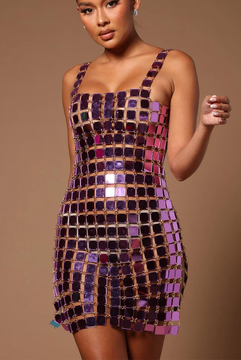 Casual Dress with Acrylic Sequins for Clubbing
